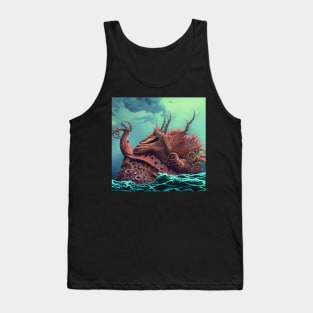 Digital Painting Of a Mythical Deep Ocean Creature Attack Tank Top